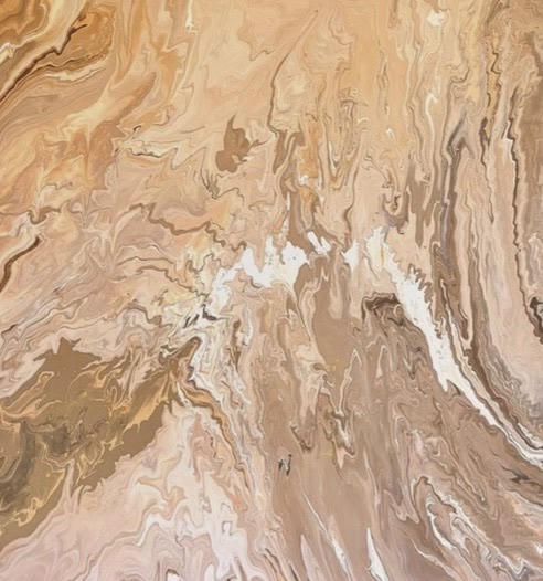 Desert Bloom — warm peach and tan fluid painting